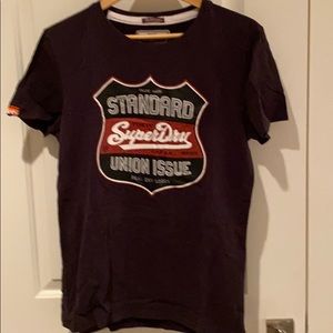 Super dry Black tee with crest on sleeve